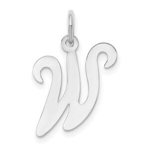 14k White Gold, Sophia Collection, Small Script Initial W Pendant
